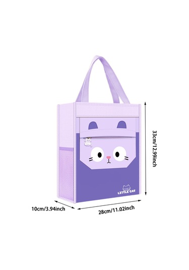 Suntek El Çantası Sevimli Üst Saplı Cepli Çocuk Tote İş Mor