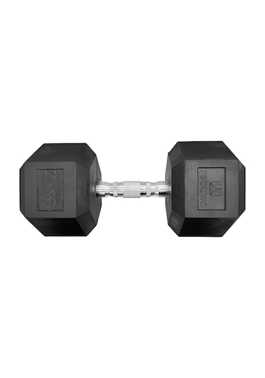 Rebuwo 25 KG 1 Adet  Hex Dambıl Kauçuk Altıgen Dambıl Hex Dumbbell