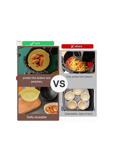 Bloomnest 3 Adet 20.5cm/8in Gıda Sınıfı Silikon Hava Fritöz Sepeti, Yanmaz Kaplı, Kolay Temiz Gri - Sarı - Kırmızı