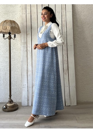 Bebe Mavisi Tüvit A-kesim Jile Elbise