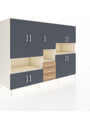 Kronos Dolap 13 Raflı 3 Çekmeceli 9 Kapaklı 220x59x163 Aytaşı-ant Aytaşı-antrasit/çam