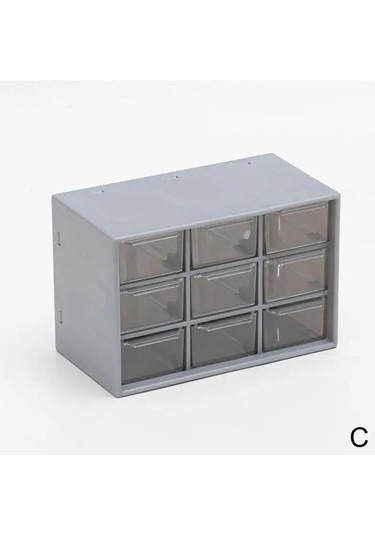 Plastik 9 Bölmeli Masaüstü Saklama Kutusu Takı Çekmecesi Kozmetik Saklama Küpeler Makyaj İnci Düzenleyici Boncuk Konteyner Kutuları Çöp Kutusu Gri