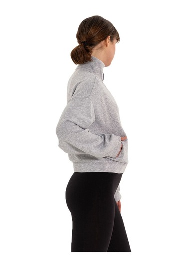 Inguz Dik Yaka Fermuarlı Sweatshirt Gri