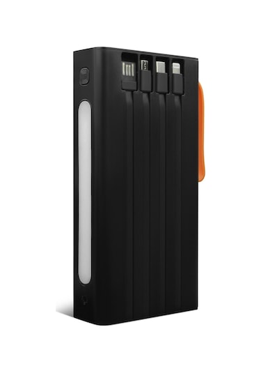 Powerway 30.000 Mah Pd 22.5w Dahili Kablolu Hızlı Şarj Fener Gerçek 30.000 Mah Qc30s Siyah Powerbank