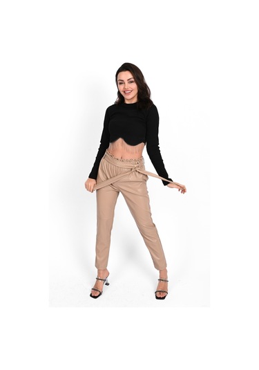 Koza Butik Kadın Jogger Deri Pantolon 6151-23 001