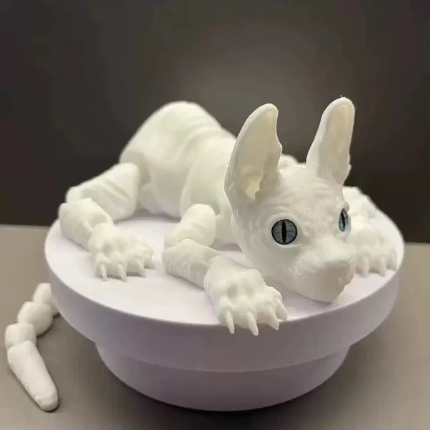 Trendooze Parlak Esnek Sfenks Kedi Heykeli, Gerçekçi Pozlar, Dayanıklı Plastik