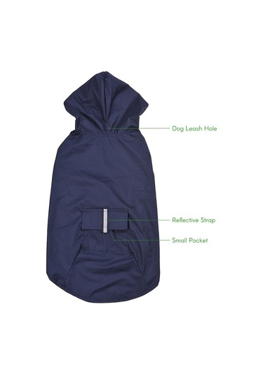 Pazly 6xl Yansıtıcı Evcil Hayvan Yağmurluğu, Tasma Deliği - Orta/büyük Köpekler İçin Açık Mavi