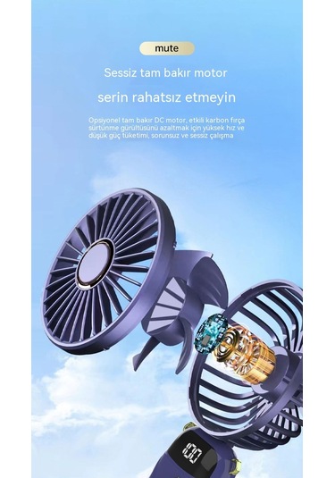 Eternal Luck Aromatrapi Küçük Fan El Tipi Taşınabilir Taşınabilir Dijital Ekran Fan-mavi