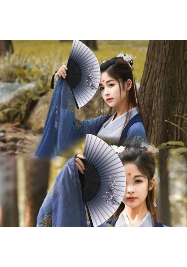 Singree Dans Gösterileri İçin Klasik Bambuslu İpek Çelik Fan - Çin-japon Stili, Nikah, Banket, Hediye