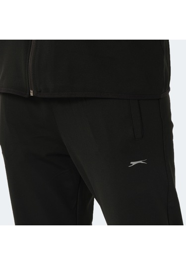 Slazenger ORRA IN Erkek Fermuarlı Dik Yaka Cepli Siyah Eşofman Takımı