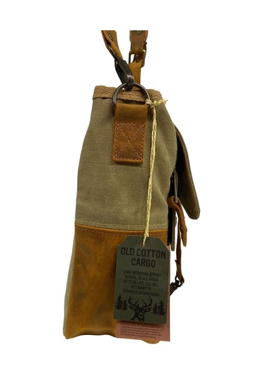 Vintage Baskılı Su Geçirmez Kanvas Deri Unisex Postacı Omuz Çantası 29 Cm X 30 Cm Taba