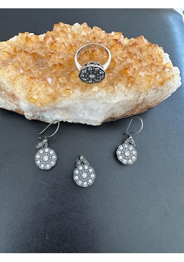 Aysesa Otantik Zirkon Taşlı Elmas Görünümlü Kadın Gümüş Set