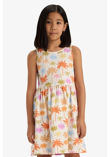 DeFacto Kız Çocuk Bisiklet Yaka Çiçek Desenli Kolsuz Yazlık Elbise B4338A825SMER235