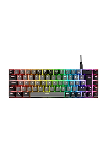 Acer Emachines Eak68 Gri/siyah Usb Rgb Backlight Red Swıtch Mekanik Q 68 Tuşlu Mini Gaming Oyuncu Klavyesi