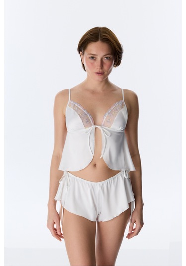 Penti Kırık Beyaz Broderie Saten Bralet