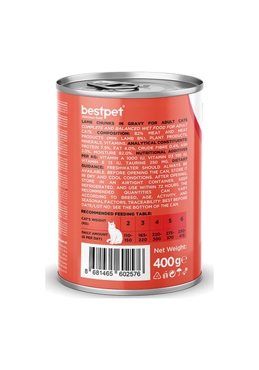 Bestpet Parça Etli Kuzu Etli Yetişkin Kedi Konservesi 24 Adet 400 Gr 243-20016.04