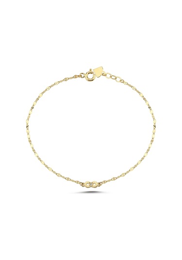 Pırlant Taşlı Sonsuzluk Boomerang Altın Bileklik