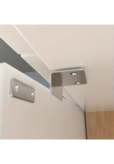 Chenkestoreone L Şekilli Gümüş Renk Manyetik Dolap Kapama Sürgülü Çekmece Kapak Tutucu Ss Gümüşi