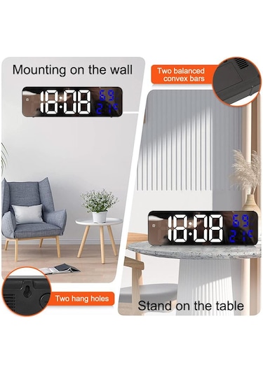 Valkyrie Nem Ölçer Dereceli Led Duvar Ve Masa Alarm Saati Lacivert