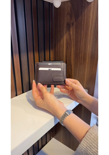Mft Leather Hakiki Deri Mıknatıslı Kartlık Mona 1103 Kahverengi