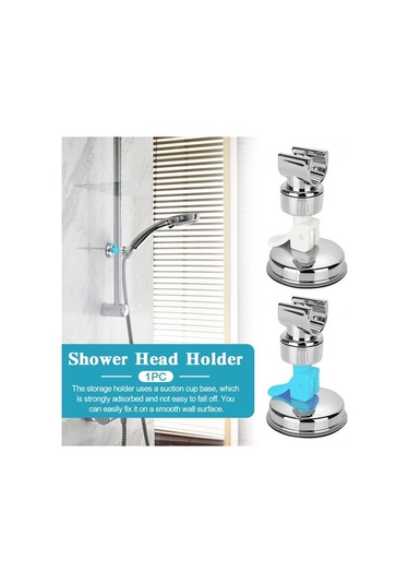 Primepickings Beyaz Abs Ev Otel Vantuz Duş Başlığı Tutucu Aksesuarları Dayanıklı Duvara Monte 2 Katlı Gri