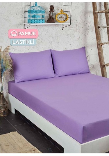 Tek Kişilik Ranforce Kumaş Lastikli Fitted Çarşaf Takımı Lila