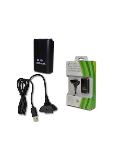 Xbox 360 Uyumlu Joystick Kol Şarj Kiti Batarja Usb Kablosu Ile Birlikte
