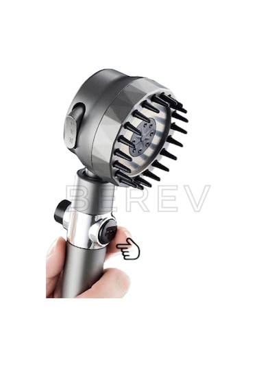 3 Fonksiyonlu Start Stop Tuşlu Filtreli Basınçlı Masaj Etkili Duş Başlığı Krom Hortum Ve Mafsal Set Siyah - Krom