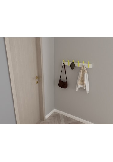 Hepsi3boyutlu Modern Duvar & Kapı Kanca Askılık - 6 Adet Sarı Kanca Askılık - Model No : 3 Sarı