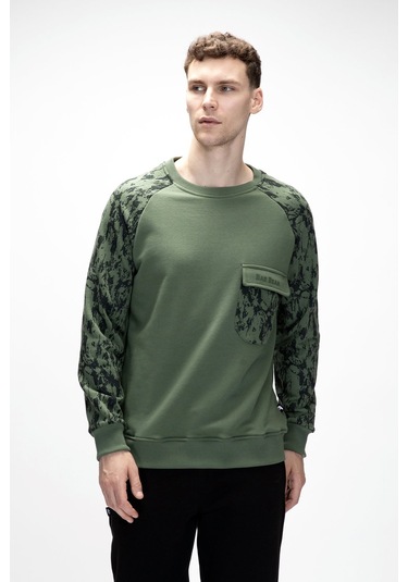 Deep Soluk Yeşi L Crewneck Erkek Baskılı Sweatshirt Soluk Yeşil