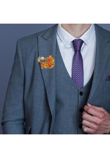 Gümüş Çin Tarzı Zodyak Ejderha Broş Sahte İnci Dekor Bahar Şenliği Pin Karikatür Hayvan Şekli Takım Elbise Yaka Şapka Çanta Rozeti Gümüş