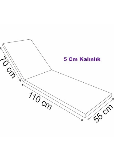 2 Ad Agrioelia Şezlong Minderi 180 55 5 Cm Sıvı Geçirmez Yıkanır
