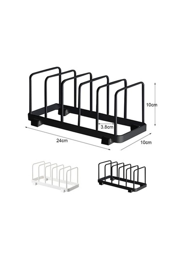 Fastbuy Dolap Bulaşık Rafı, 5 Bölmeli Paslanmaz Çelik Standı, Tabak Tutucu Siyah