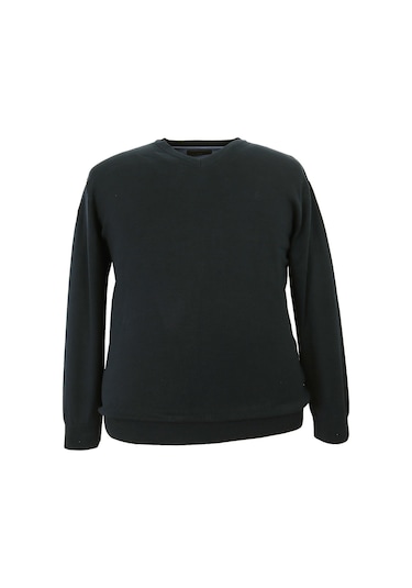 Erkek Büyük Beden Battal Boy 110 Kilo İçin Uygun V Yaka Triko Kazak Siyah