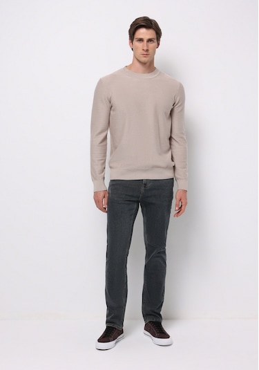 Colins Regular Fit Yuvarlak Yaka Jakarlı Erkek Bej Kazak Cl1076471 Q1.v2 Beı Bej