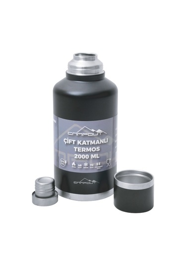 Nurgaz Campout Çift Katmanlı Termos 2000 ML Siyah