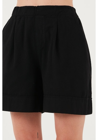 Lela Pamuklu Standart Fit Yüksek Bel Dikiş Detaylı Bayan Şort 668Yp4921 Siyah Lela Pamuklu Standart Fit Yüksek Bel Dikiş Detaylı Bayan Şort 668Yp4921 Siyah