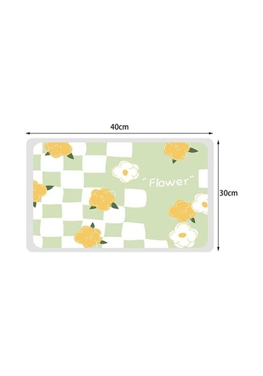 Bosphorusboutique02 Suntek Bulaşık Kurutmalık Mat Dekoratif Yeşil Çiçekler Yeşil Diğer