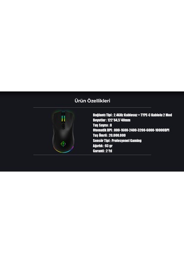 North Game Over Kablosuz Şarjlı RGB Optik Oyuncu Mouse