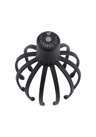 Butu Elektrikli Saç Derisi Masaj Aleti Çok Pençeli Titreşimli Stres Giderici Uyarıcı Saç Kaşıyıcı Siyah