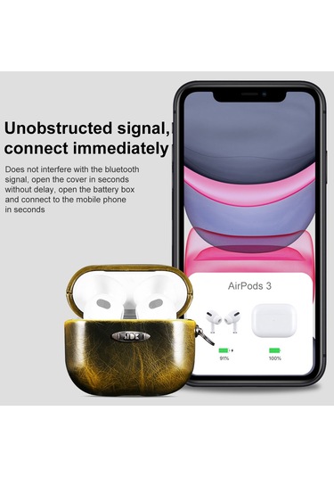 Yağ Balmumu Deri Doku Kulaklık Koruyucu Kılıf Airpods Uyumlu 1/2 Kahverengi İçin Asmak Toka İle Kahverengi