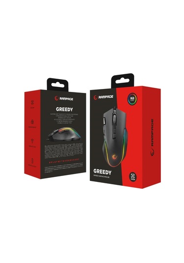 Rampage Smx-g72 Greedy V2 8 Tuşlu Double Click Real Rgb Ledli Makrolu 12800 Dpı Gaming Oyuncu Mouse -