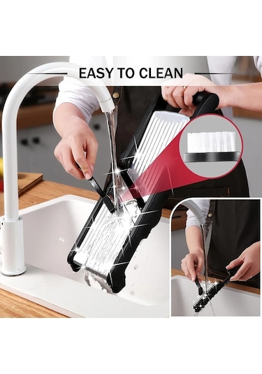 Dashanshop 1 Adet Sebze Doğrayıcı Ayarlanabilir Bıçaklı Mutfak Rende Julienne Kesici Meyve Patates Domates Soğan With Brush Gloves Fırça Eldiven 1 Parça