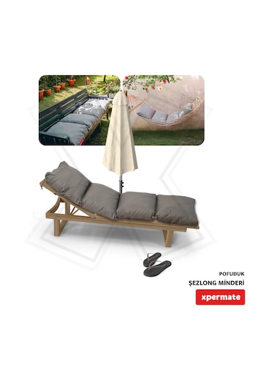 Xpermate Pofuduk Şezlong Minderi 60x180x12cm Su İtici, Antrasit