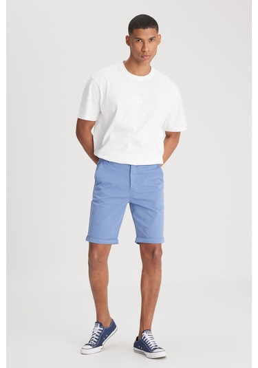 Regular Fit Normal Kesim Normal Bel Lacivert Esnek Şort Navy