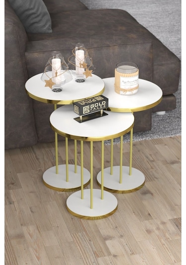 Zigon Sehpa Terra Gold Beyaz