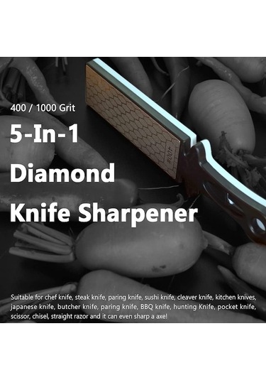 Ulzyvf 5-ın-1 Elmas Bileme Plakası Seramik Bıçak Bileyici Çubuk Çift Taraflı 400/1000 Grit Petek Yüzey Dış Mekan