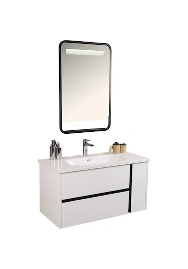Kobos Linear 100 Cm Banyo Dolabı Seti Bianco Beyaz