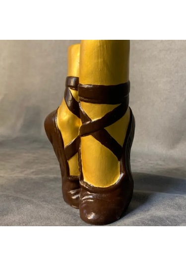 Uretti - Ayşe 7362 - El Yapımı Kahverengi Balerin Ayakkabısı Dekoratif Biblo / Vazo - 10 X 16 Cm 1 Adet