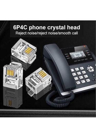 6P4C RJ11 4 Pinli Konnektör - RJ11 Jack - Telefon Kablo Uc 100 Ad